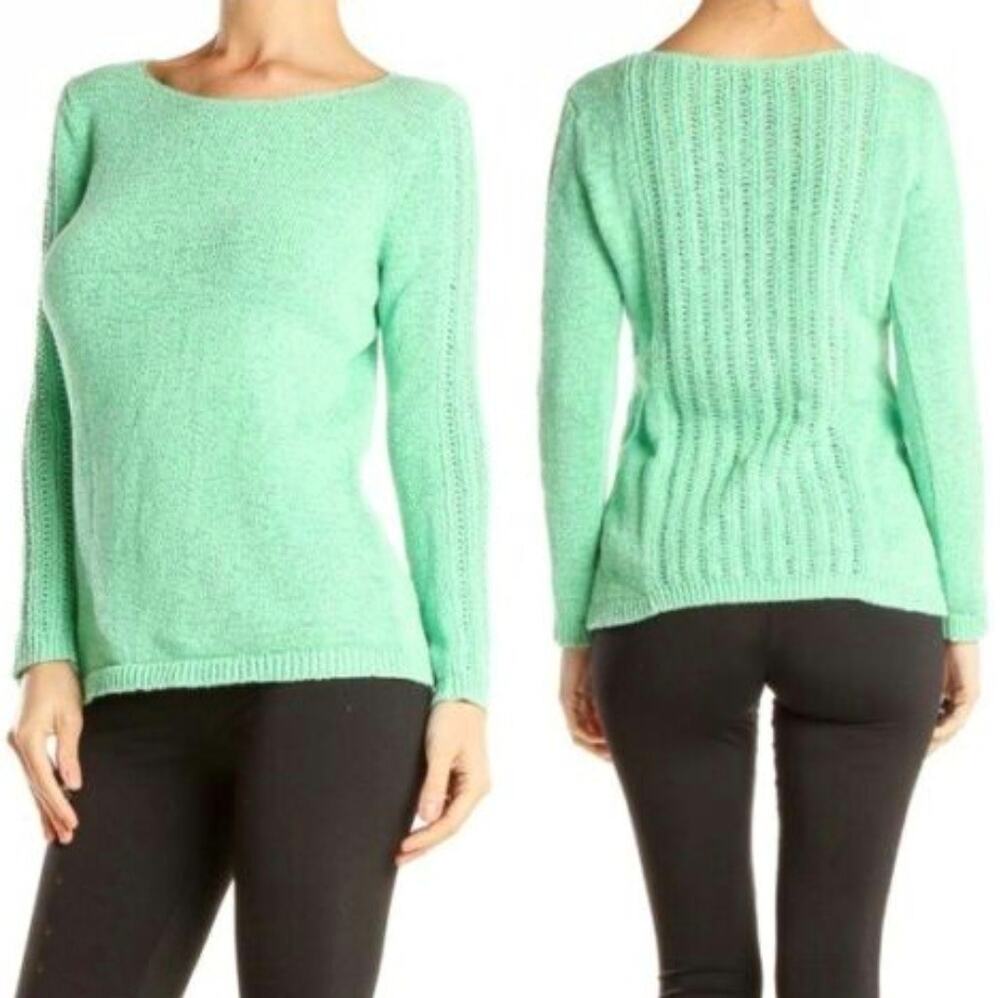 Rachel Zoe Karla Open Knit Long Sleeve Sweater Green Size XL